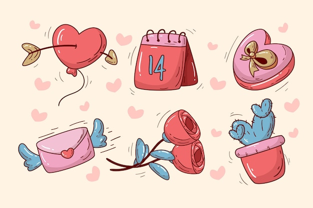 Free vector vintage valentines day element collection