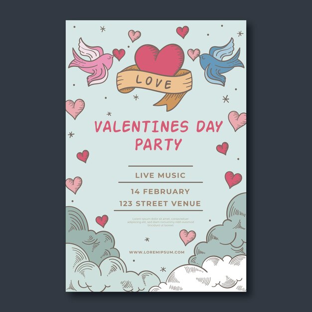 vintage valentines day party poster template