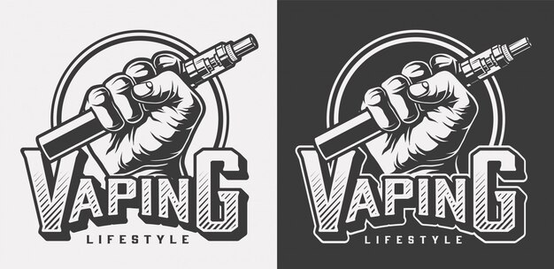 Vintage vaping monochrome labels