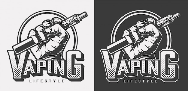 빈티지 vaping 흑백 라벨