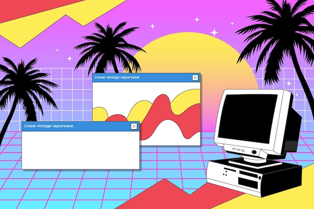 Vettore gratuito sfondo vintage vaporwave