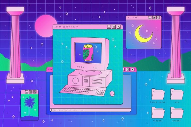 Free Vector vintage vaporwave background
