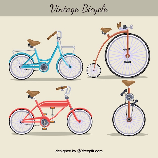 Vettore gratuito varietà vintage di biciclette