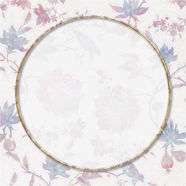 Винтажная векторная голографическая рамка-ремикс с изображением флоры из произведения Уильяма Морриса