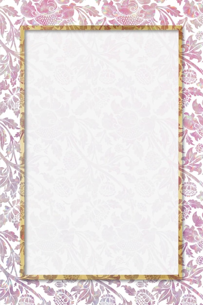 Vintage vector holographic floral frame remix from artwork by william morris