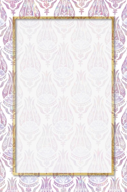Vintage vector holographic pastel tulip frame remix from\
artwork by william morris