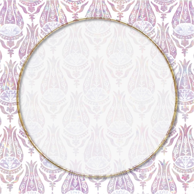 Vintage vector holographic tulip frame remix from artwork by\
william morris