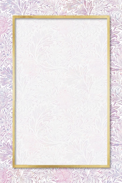 Free vector vintage vector pastel ornament holographic frame remix from artwork by william morris