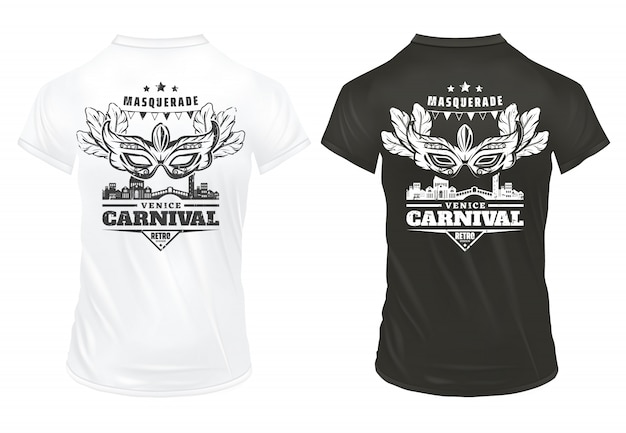 Free vector vintage venice carnival prints template on shirts