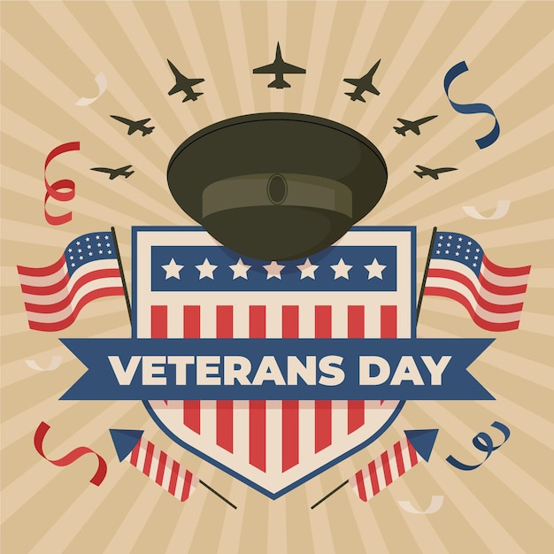 Бесплатное векторное изображение Винтажная концепция дня ветеранов