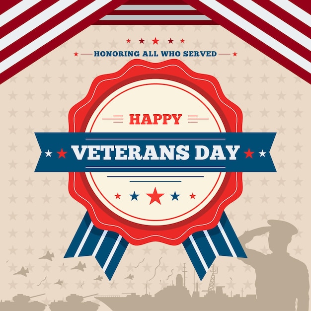 Free vector vintage veterans day concept