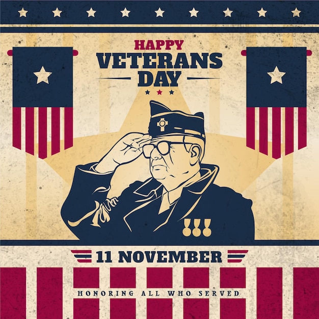 Vintage veterans day concept