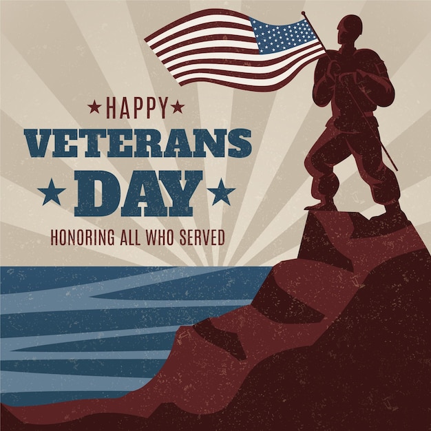 Free vector vintage veterans day