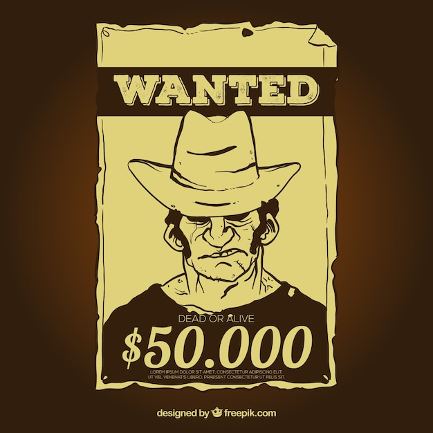 Vintage wanted poster template with reward