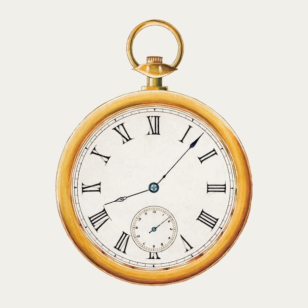 ハリーG.アバディーンのアートワークからリミックスされたヴィンテージ時計イラストベクトル