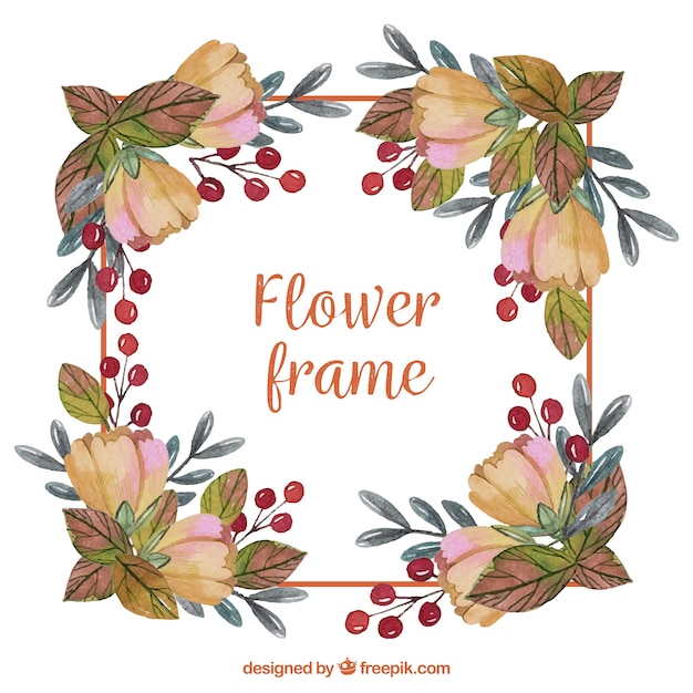 Free vector vintage watercolor flower frame