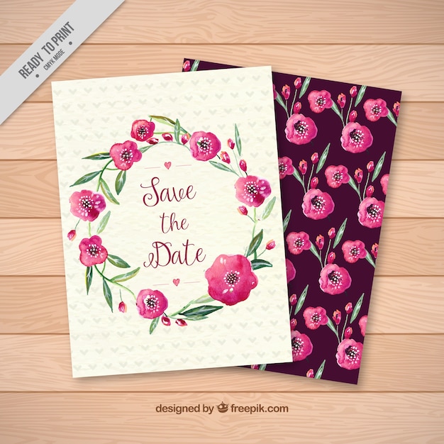 Vintage watercolor flowers card