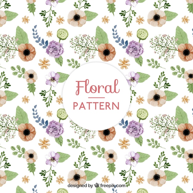 Vintage watercolor flowers pattern