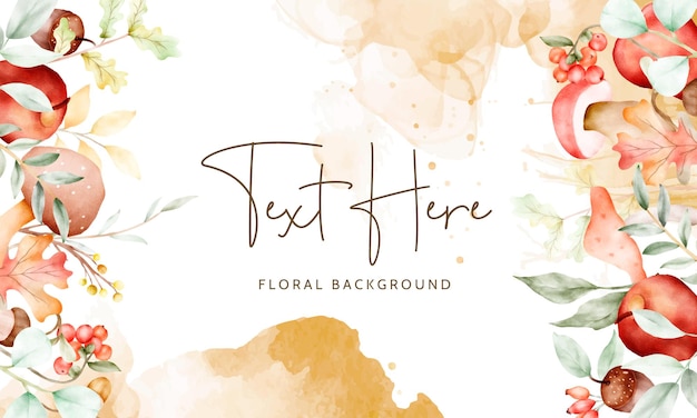 Free vector vintage watercolor hand drawn botanical apple and floral background