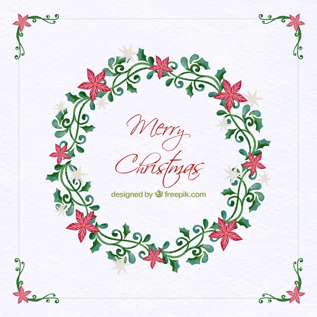 Free vector vintage watercolor wreath for christmas