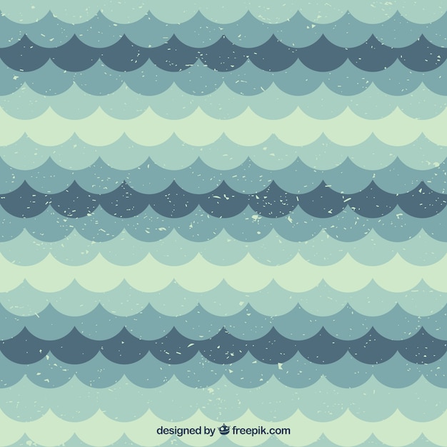 無料ベクター ヴィンテージの波緑のパターン
