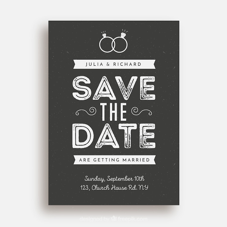 Free Vector vintage wedding card with blackboard style