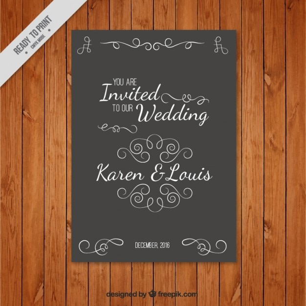 Vintage wedding card with decorative elements