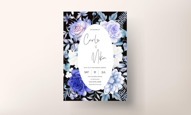 Vintage wedding invitation card with beautiful watercolor floral