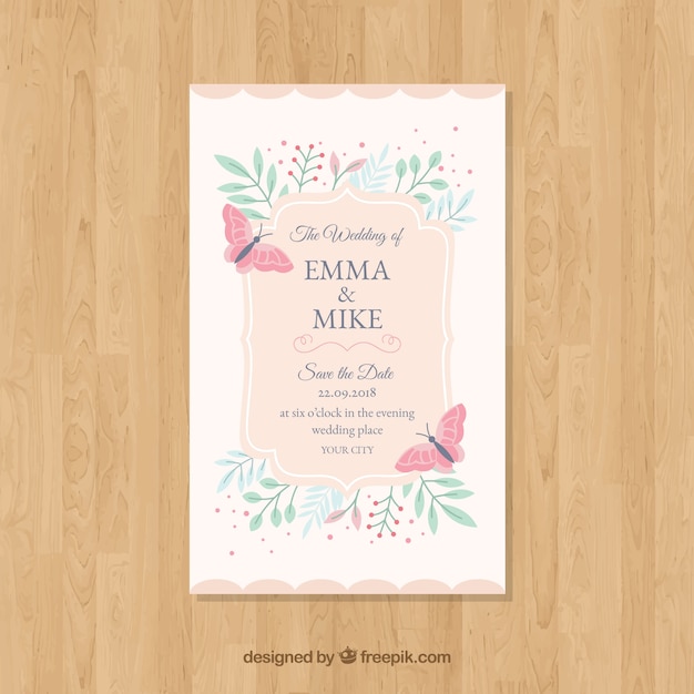 Free vector vintage wedding invitation template