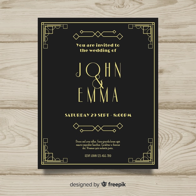 Free vector vintage wedding invitation template