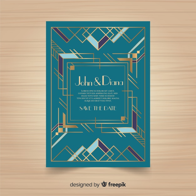 Free vector vintage wedding invitation template