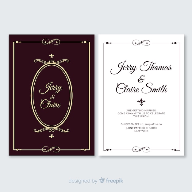 Vintage wedding invitation template