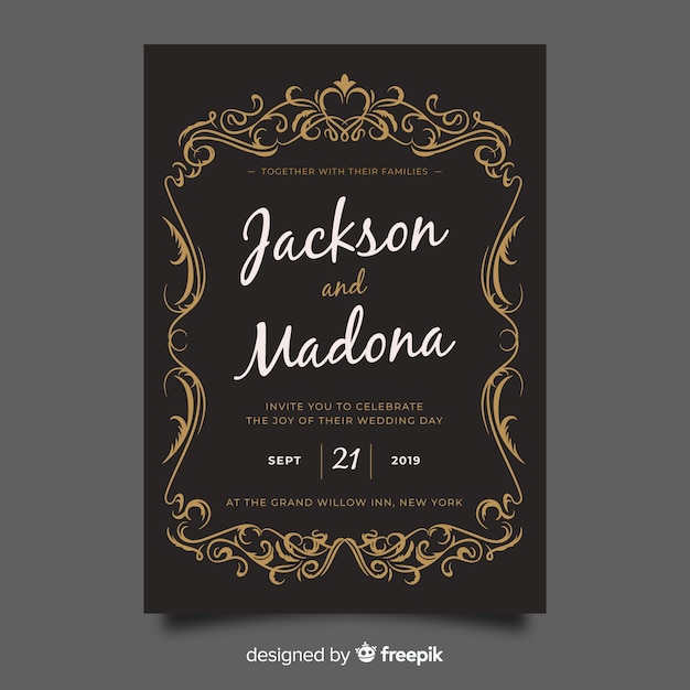 Vintage wedding invitation template