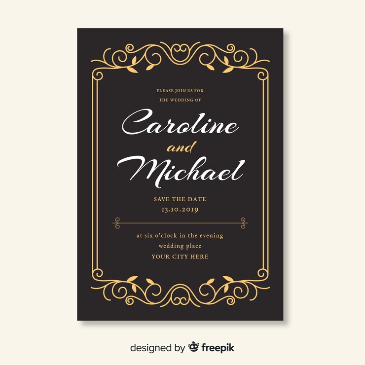 Free Vector | Vintage wedding invitation template