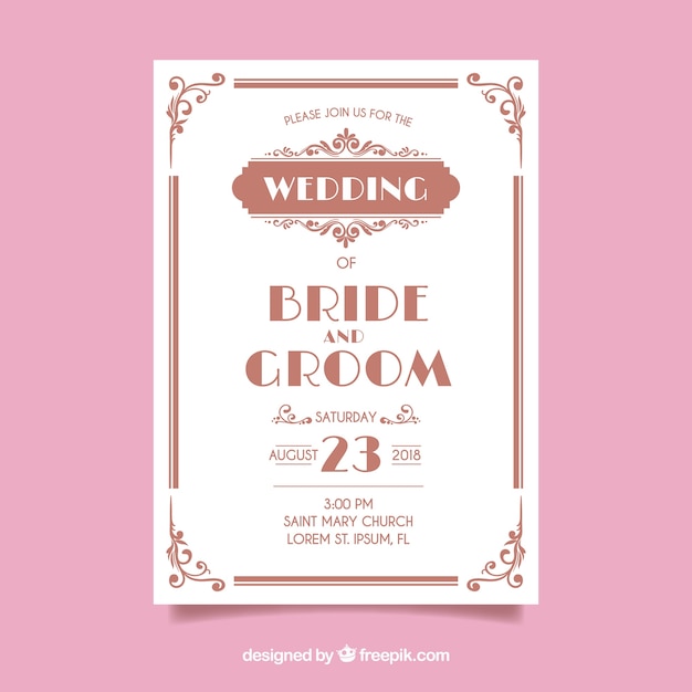 Free vector vintage wedding invitation template