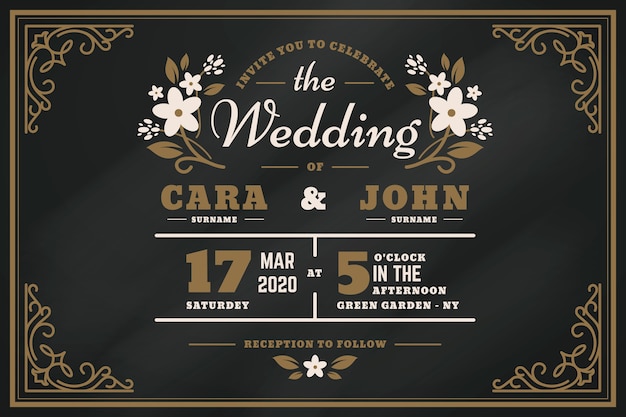 Vintage wedding invitation template