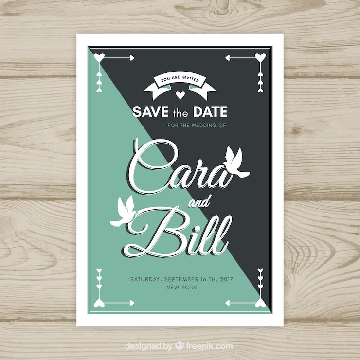 Free Vector vintage wedding invitation with birds