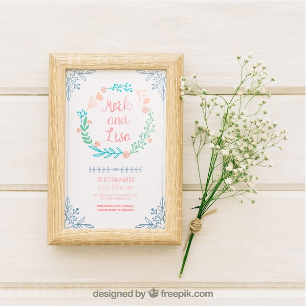 Free vector vintage wedding invitation with flowers