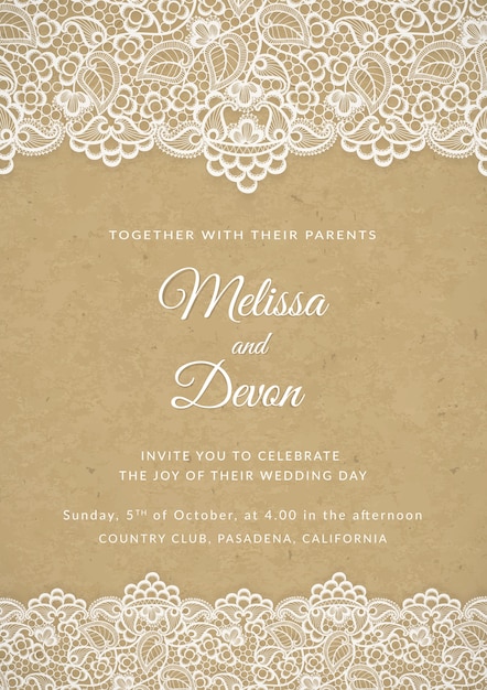 Download Free Vintage Wedding Invitation With Lace Svg Dxf Eps Png Best Free Svg Files Download