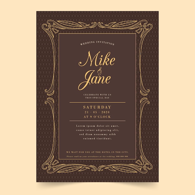 Free vector vintage wedding invitation