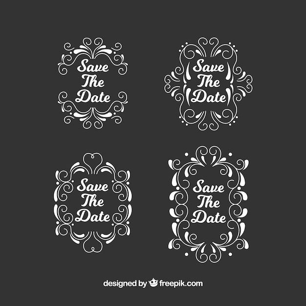 Free vector vintage wedding labels on blackboard