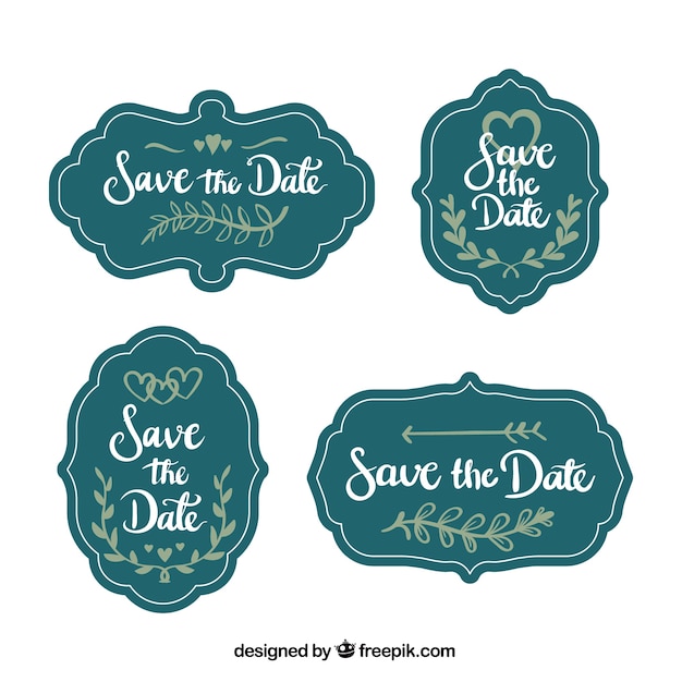 Free vector vintage wedding labels with fun style