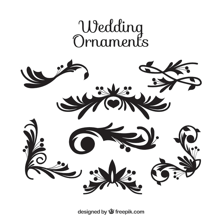 Free Vector vintage wedding ornament collection