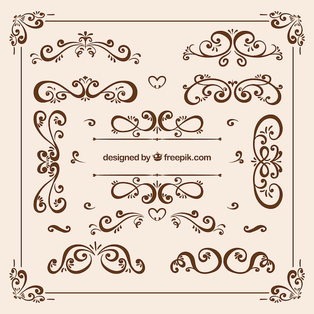 Free vector vintage wedding ornament collection