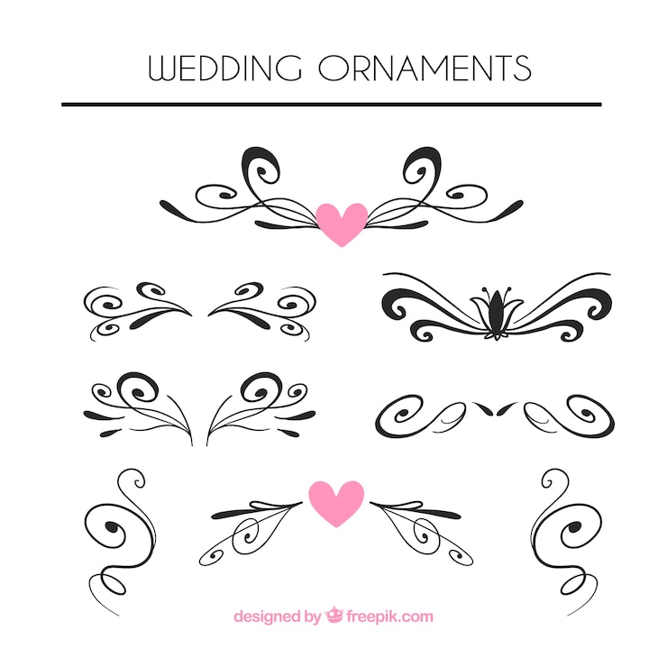 Free Vector vintage wedding ornament collection