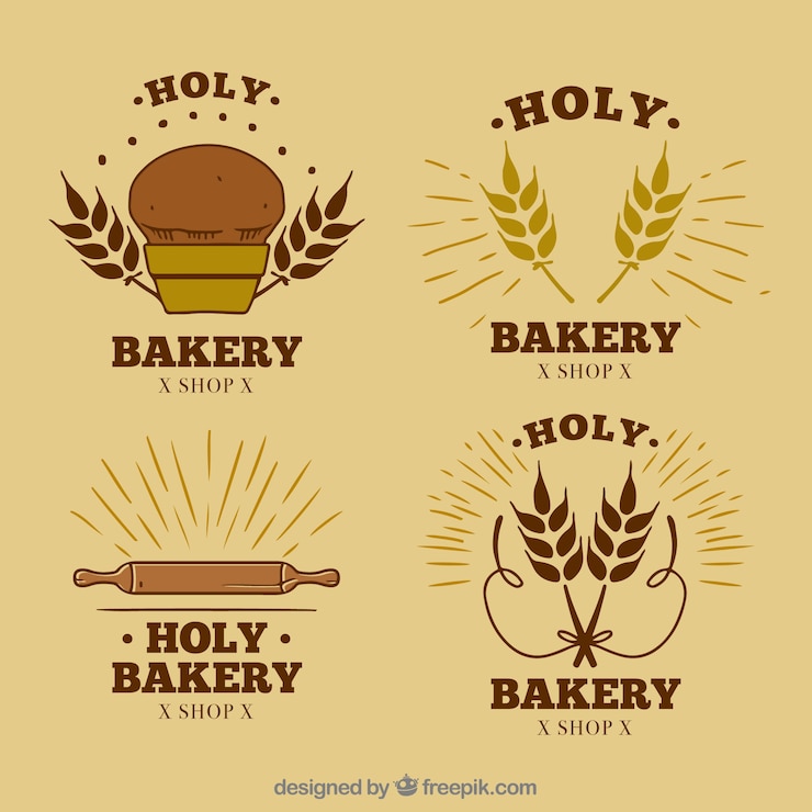 Free Vector vintage wheat logo collection