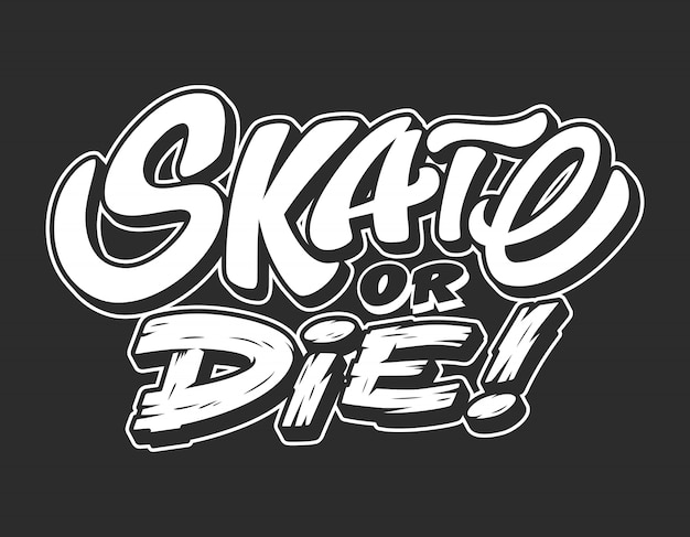 Винтажная белая надпись Skate Or Die