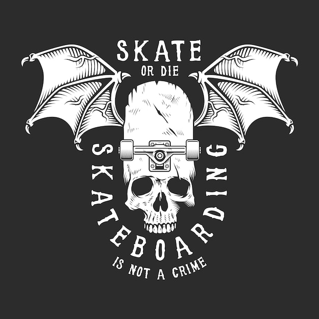 Free vector vintage white skateboarding logo