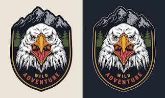 Vintage wild adventure colorful emblem