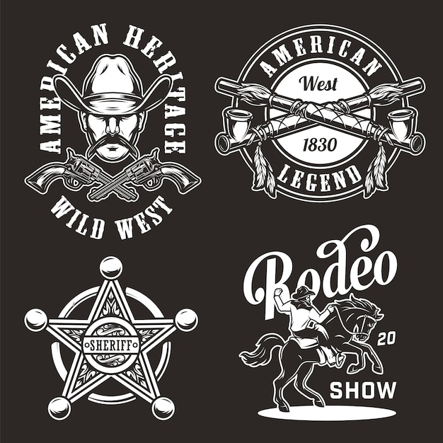 Free vector vintage wild west badges set